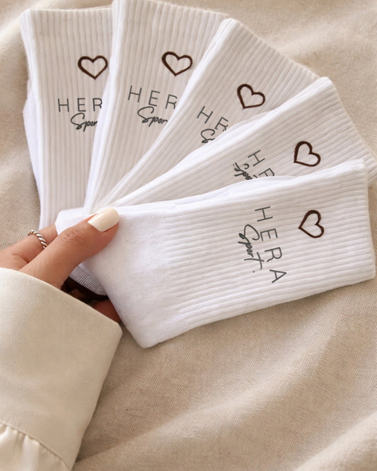 Chaussettes de sport blanches HERA 2.0 – Épaisses & montantes