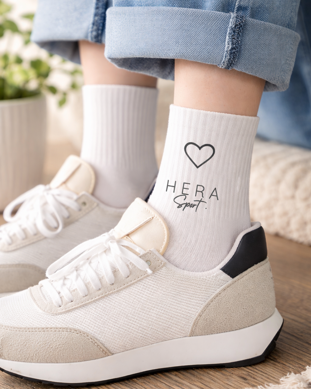 Chaussettes de sport blanches HERA 2.0 – Épaisses & montantes