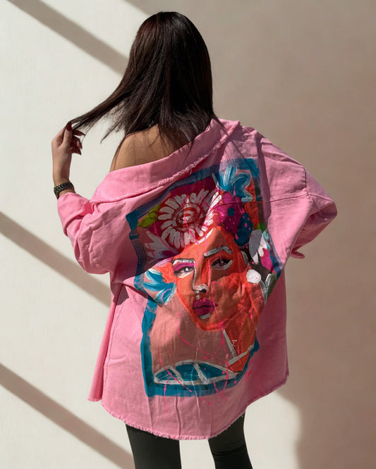 Chemise/Veste en Jean Hera  rose – Style & Originalité